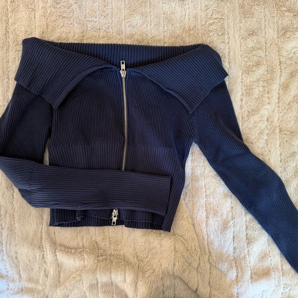 Edikted Blue Off-the-Shoulder Sweater